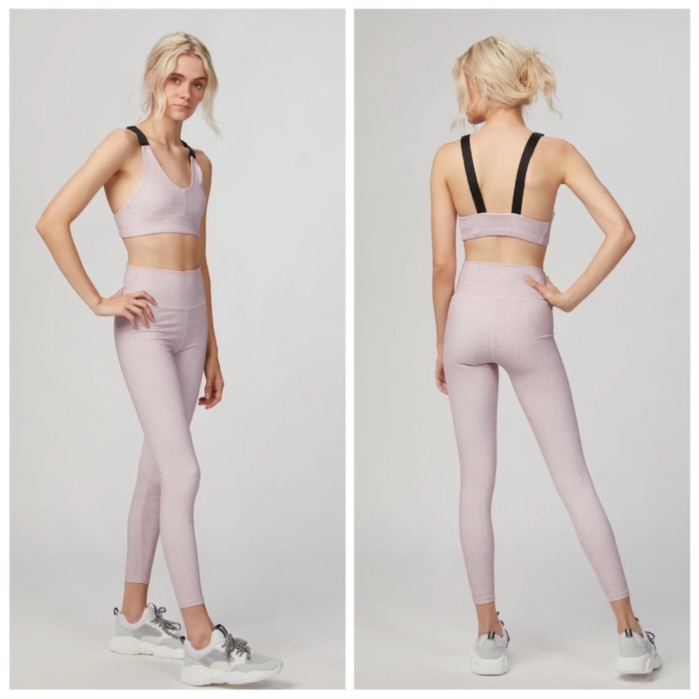 Varley LUNA Leggings in Blush Croco light pink Size XS